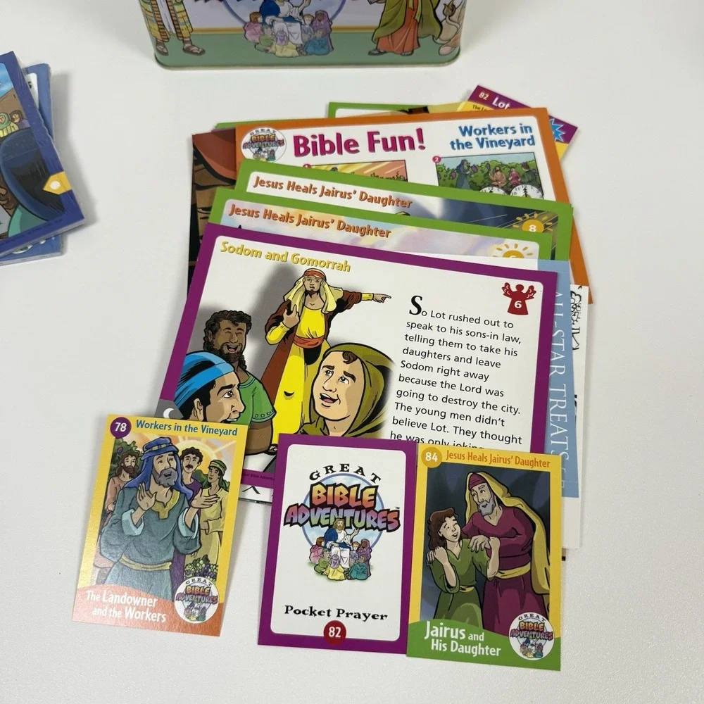 Great‎ Bible Adventures Tin Case Box Full Of Cards Heroes Angels Sunday School